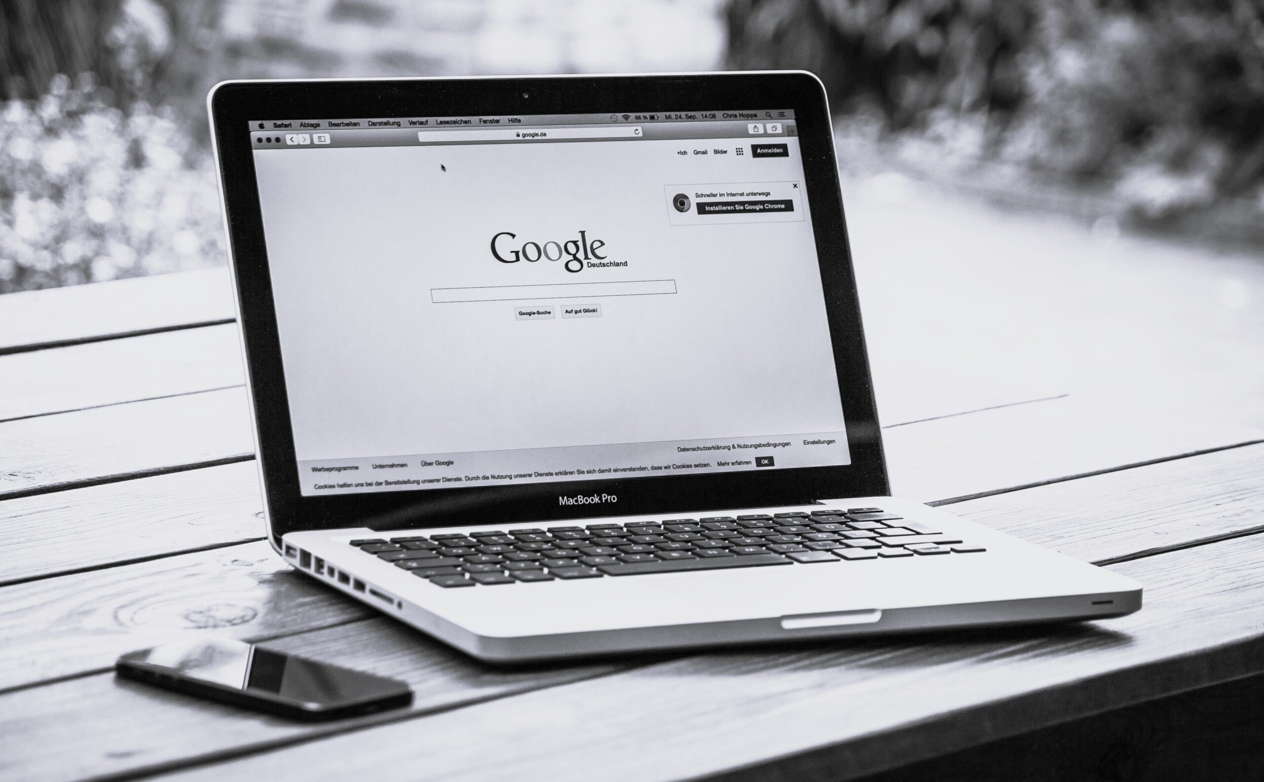 Laptop showing a search engine web page