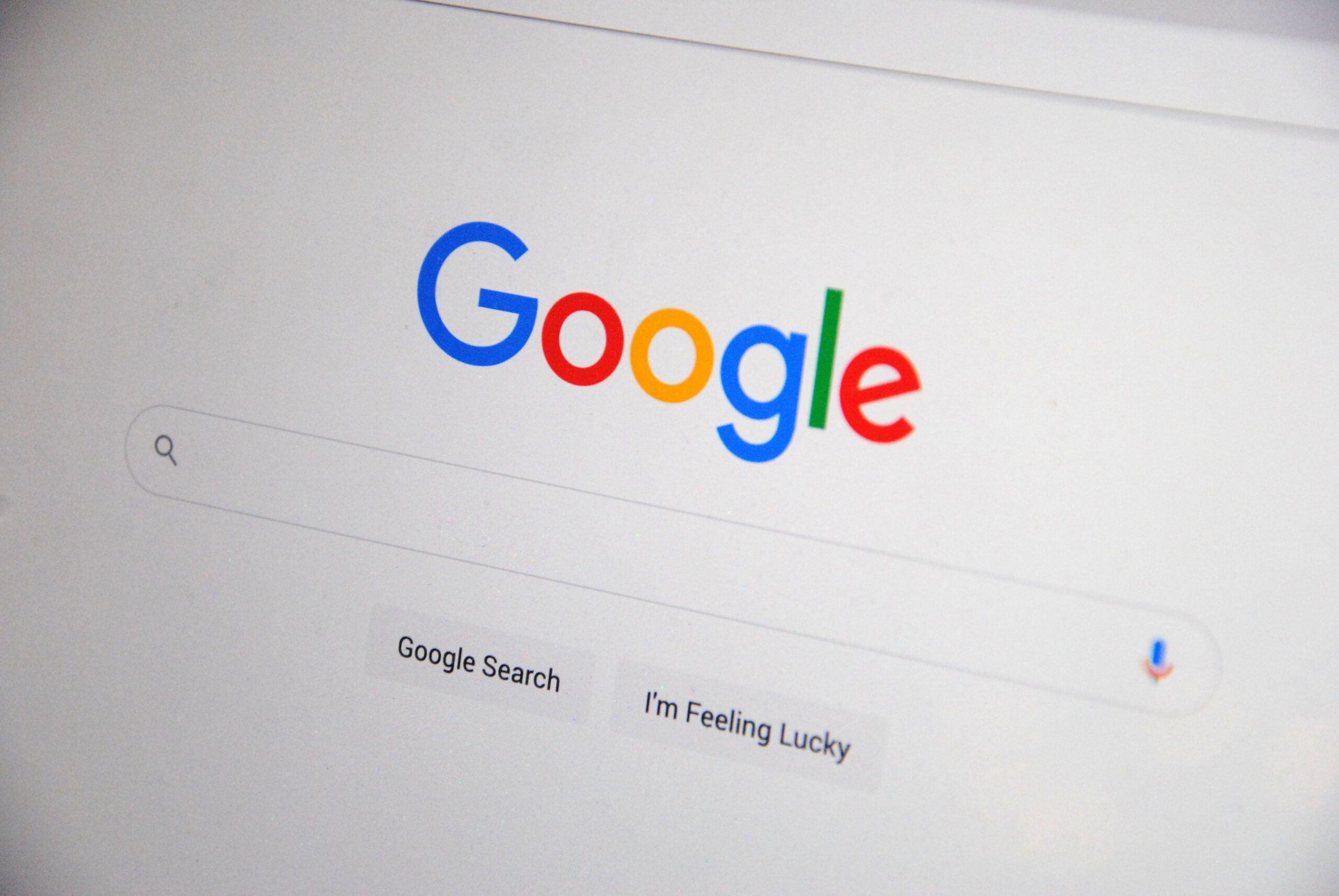The Google logo and search page on a computer screen